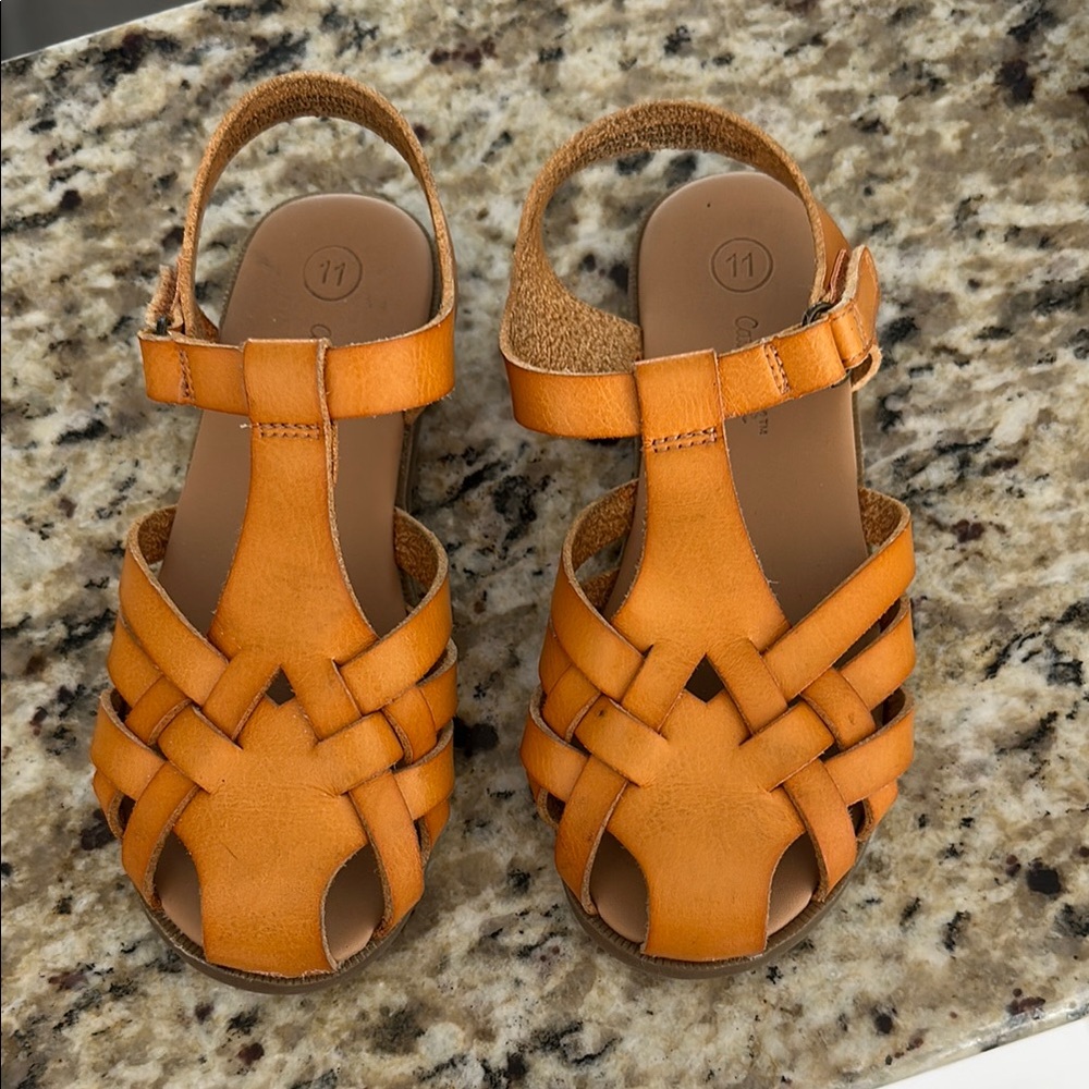 Orange Leather Sandals